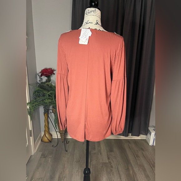 Beautiful Spring/Fall Blouse with Crochet V-Neck trim Babydoll Style! - Picture 3 of 16